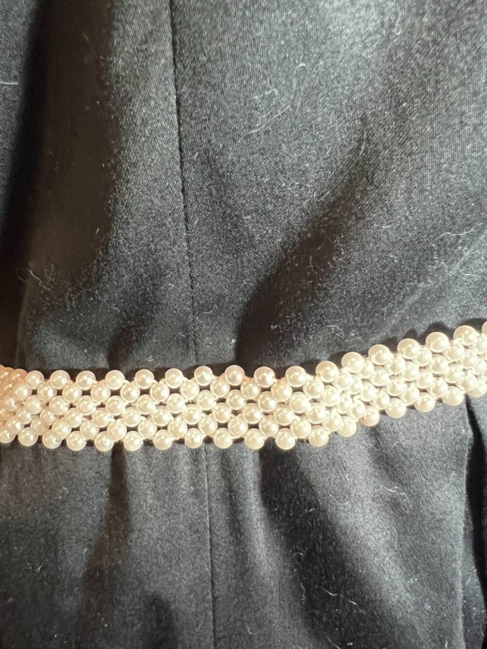 Vintage Black Halter Fit and Flare Dress with Pearl waistband, Size Large? - Picture 4 of 16